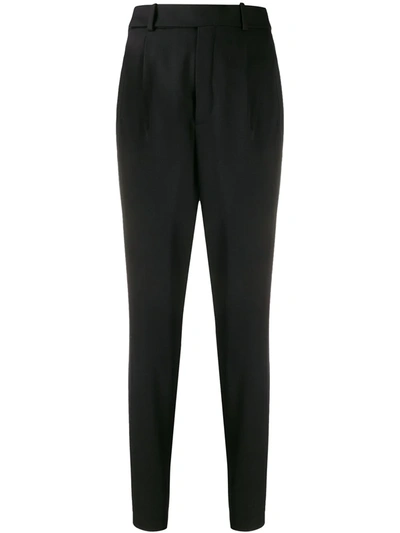 Shop Saint Laurent High-waist Tapered Trousers In Black