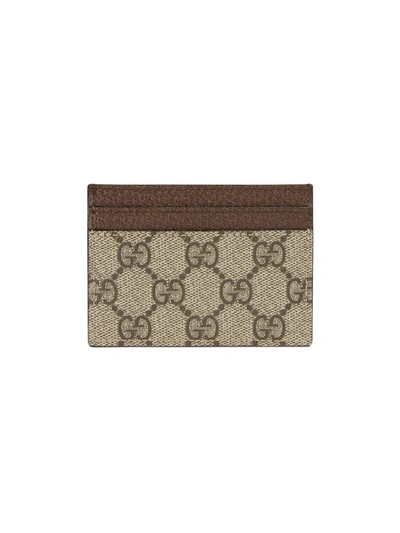 Gucci Ophidia Gg Plaque Leather Cardholder In Neutrals