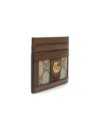 Shop Gucci Ophidia Leather Cardholder In Neutrals