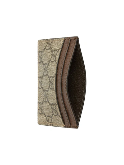 Shop Gucci Ophidia Leather Cardholder In Neutrals