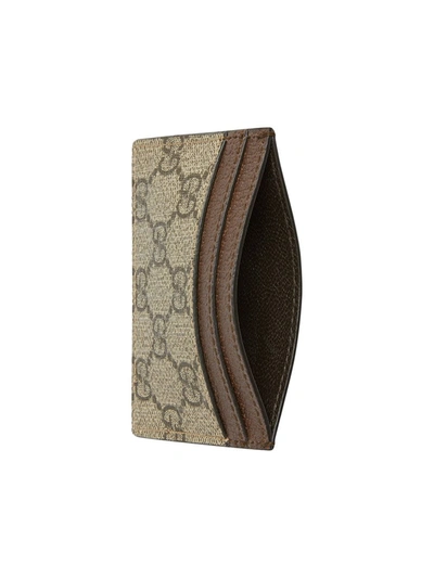 Gucci Ophidia Gg Plaque Leather Cardholder In Neutrals
