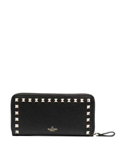 Shop Valentino Rockstud-embellishment Zip-fastening Wallet In Black