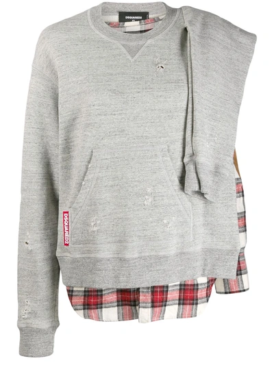 Shop Dsquared2 Check Detail Sweatshirt In Grey