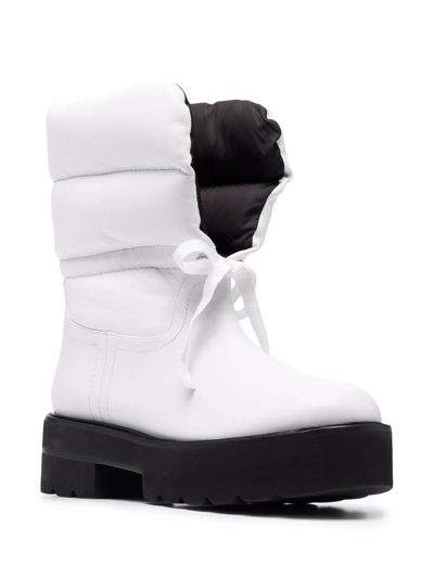Stuart Weitzman Tyler Quilted Panelled Ankle Boots In 白色