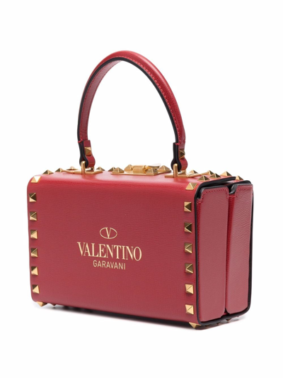Valentino Alcove Rockstud Mini Leather Cross-body Bag In Red