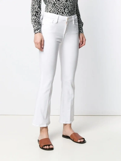 Frame Le Crop Mini Bootcut Metallic Snakeskin Print Jeans In White
