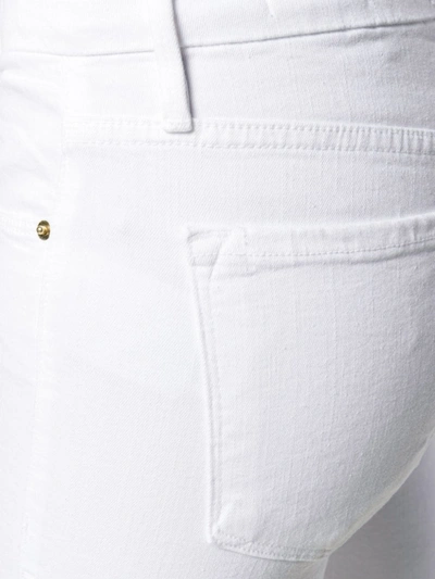 Frame Le Crop Mini Bootcut Metallic Snakeskin Print Jeans In White