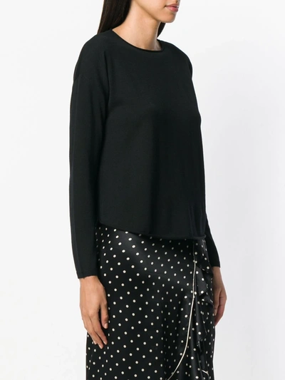 Shop Aspesi Crew Neck Knitted Top In Black