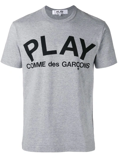 Shop Comme Des Garçons Play Logo T-shirt In Grey