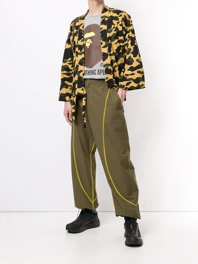 Shop A Bathing Ape Camouflage-print Kimono Shirt In Brown ,yellow