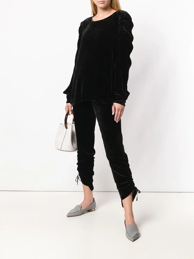 Gold Hawk Black Gathered Sides Cropped Trousers In Black
