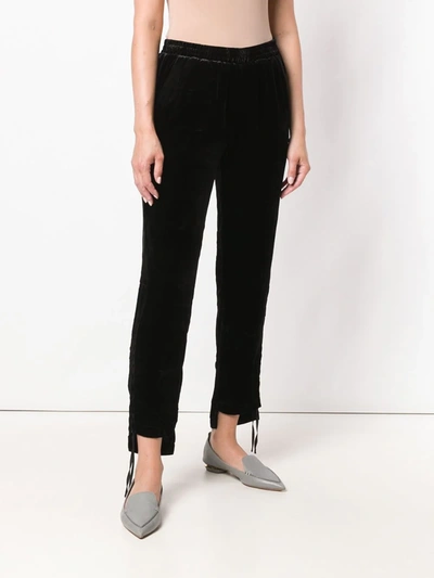 Shop Gold Hawk Gathered Sides Cropped Trousers In Black