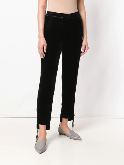 Gold Hawk Black Gathered Sides Cropped Trousers In Black