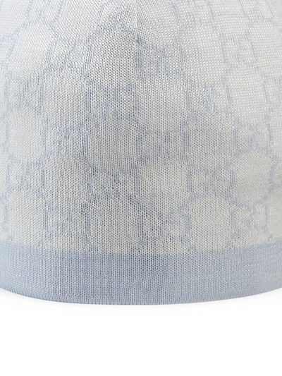 Shop Gucci Baby Gg Pattern Wool Hat In Blue