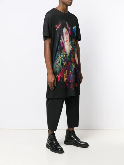 YOHJI YAMAMOTO OVERSIZED PRINT T-SHIRT - 黑色