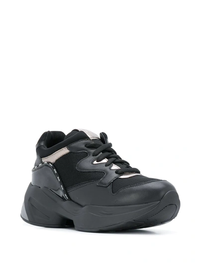 Shop Liu •jo Chunky Lace Up Sneakers In Black