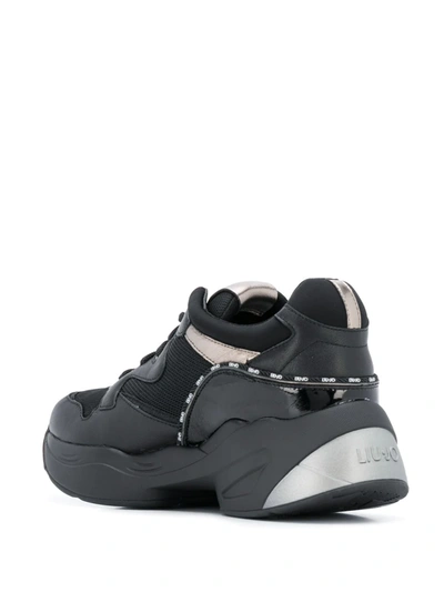 Shop Liu •jo Chunky Lace Up Sneakers In Black