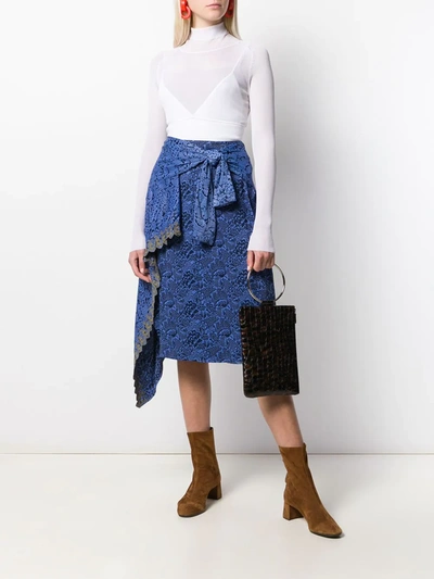 Shop Chloé Asymmetric Wrap Midi Skirt In Blue