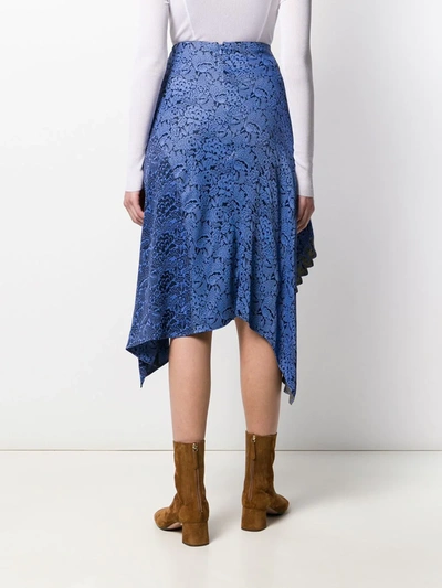 Shop Chloé Asymmetric Wrap Midi Skirt In Blue