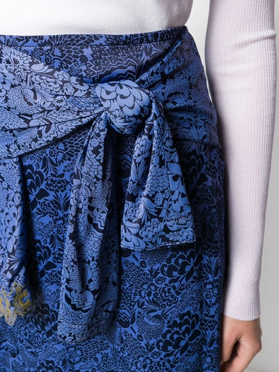 Shop Chloé Asymmetric Wrap Midi Skirt In Blue