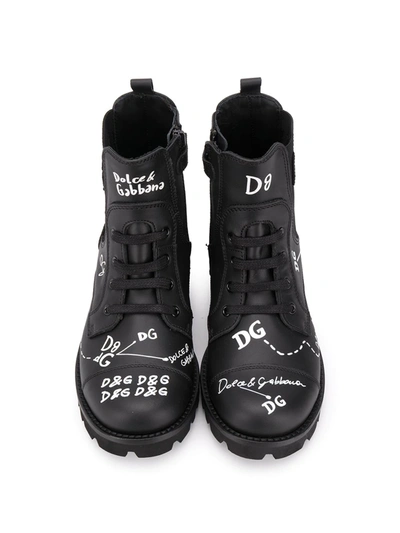 Shop Dolce & Gabbana Logo-print Boots In Black