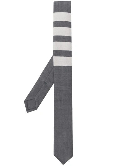 Shop Thom Browne 4-bar Plain Weave Tie In Grey