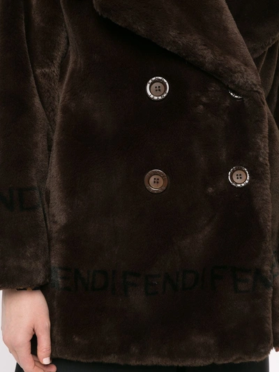 Pre-owned Fendi 1990s Faux Fur Double Breasted Coat In Brown