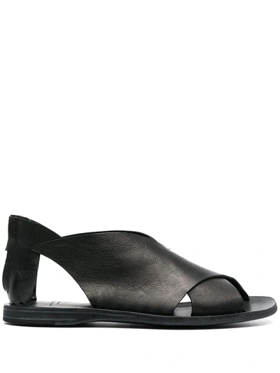 Shop Officine Creative Crossover Flat Sandals In Black