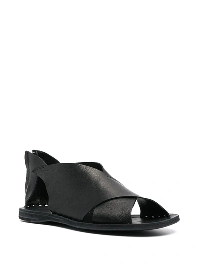 Shop Officine Creative Crossover Flat Sandals In Black