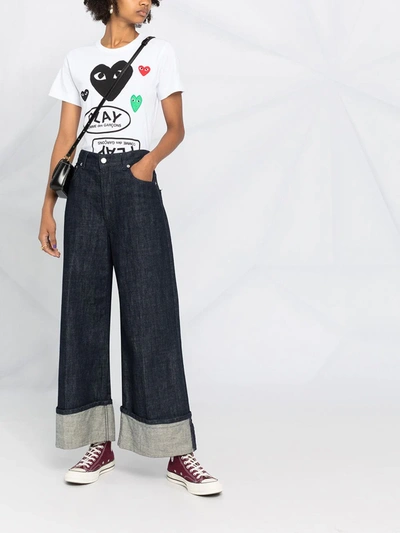 Comme Des Garçons Play Logo-print Short-sleeved T-shirt In White