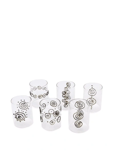 Shop 10 Corso Como Graphic-print Set Of Glasses In Weiss