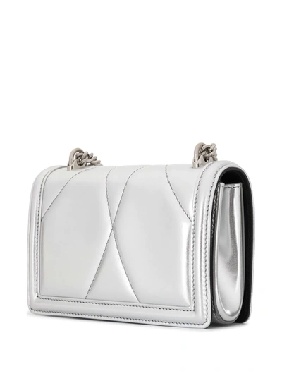 Shop Dolce & Gabbana Small Devotion Quilted Shoulder Bag In Metallic