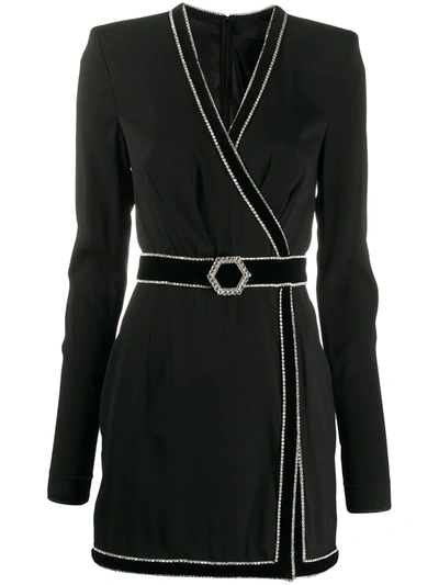 Shop Philipp Plein Luna Belted Dress In Black