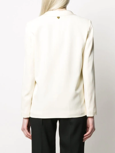 Twinset V-neck Cropped Sleeve Blazer In Neutrals