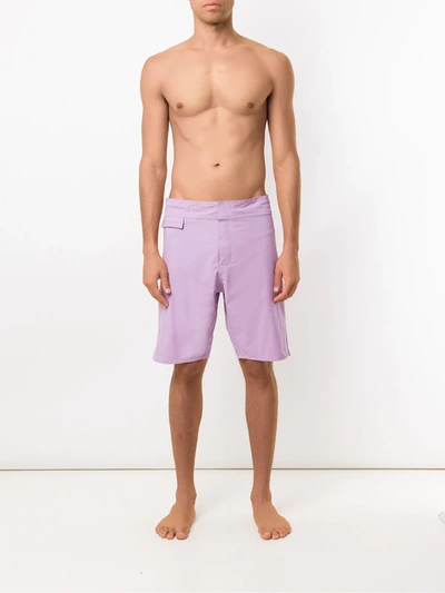 Shop Amir Slama Plain Swim Shorts In Purple