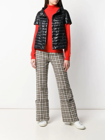 Herno Short-sleeve Snap-front Quilted Puffer Jacket In Black