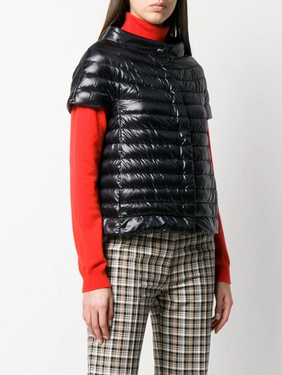 Herno Short-sleeve Snap-front Quilted Puffer Jacket In Black