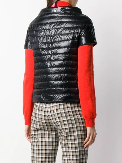 Herno Short-sleeve Snap-front Quilted Puffer Jacket In Black