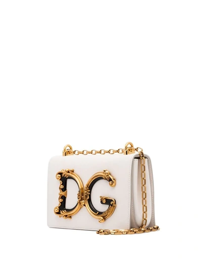 Shop Dolce & Gabbana Dg Girls Leather Shoulder Bag In White
