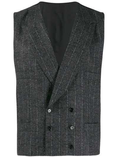 Shop Dolce & Gabbana Double-breasted Pinstripe Vest In Grey