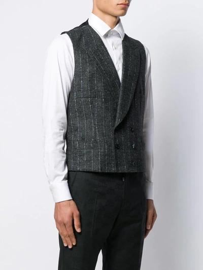 Shop Dolce & Gabbana Double-breasted Pinstripe Vest In Grey