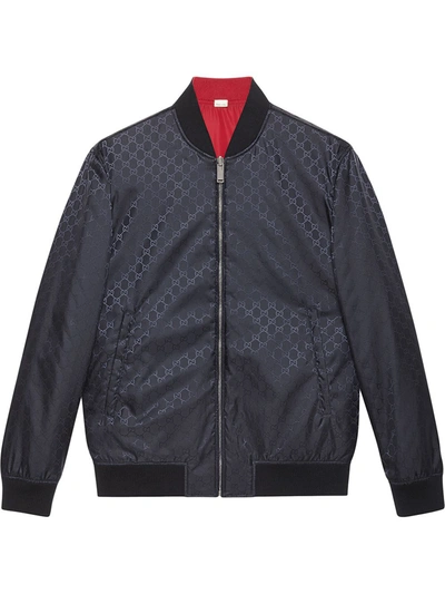 GUCCI GG PATTERN REVERSIBLE BOMBER - 蓝色