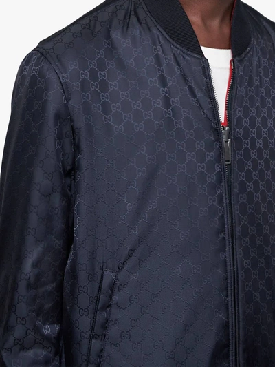 GUCCI GG PATTERN REVERSIBLE BOMBER - 蓝色