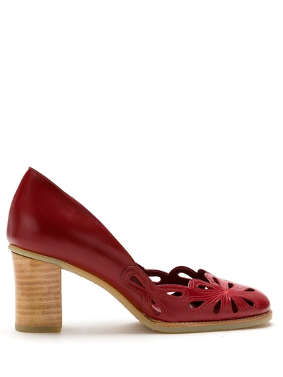 Shop Sarah Chofakian Leather Belle Epoque Scarpin In Red