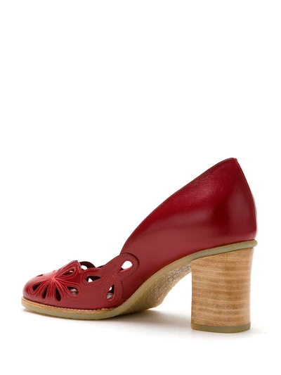 Shop Sarah Chofakian Leather Belle Epoque Scarpin In Red