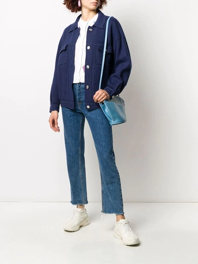 Shop Barrie Button-up Two-pocket Cardigan In Blue
