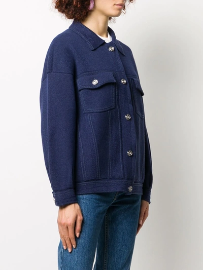 Shop Barrie Button-up Two-pocket Cardigan In Blue