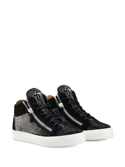Shop Giuseppe Zanotti Kriss Crystal-embellished High-top Sneakers In Black