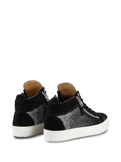 Shop Giuseppe Zanotti Kriss Crystal-embellished High-top Sneakers In Black