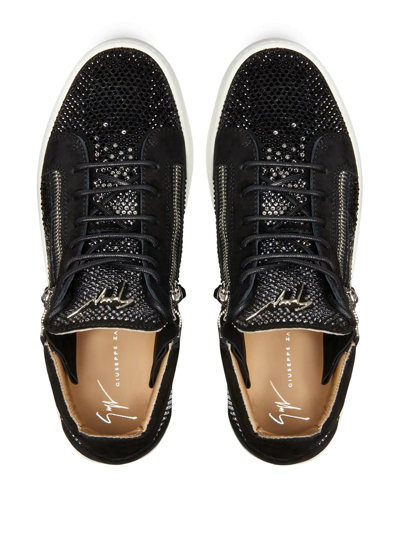 Shop Giuseppe Zanotti Kriss Crystal-embellished High-top Sneakers In Black